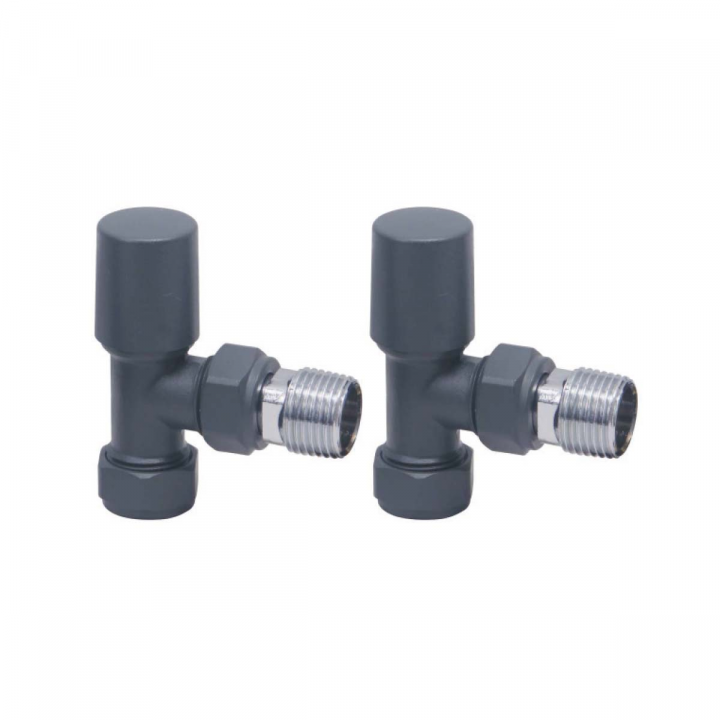 Scudo, Anthracite Radiator Valve Angled 15mm (Pair)