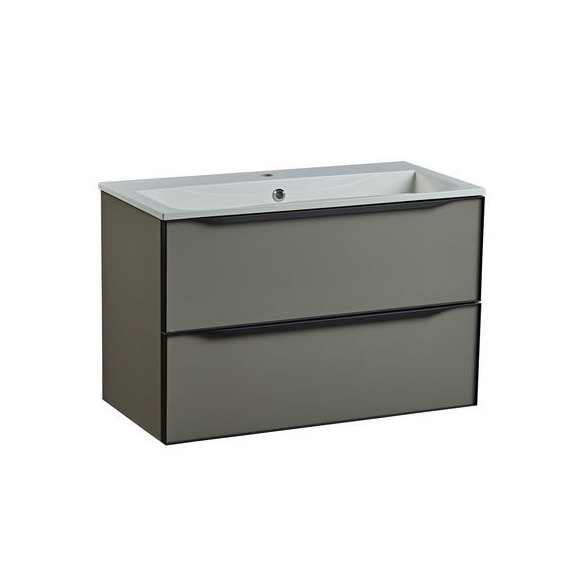 Roper Rhodes 800mm Frame Wall Mounted Double Drawer Basin Unit - Matt Light Clay