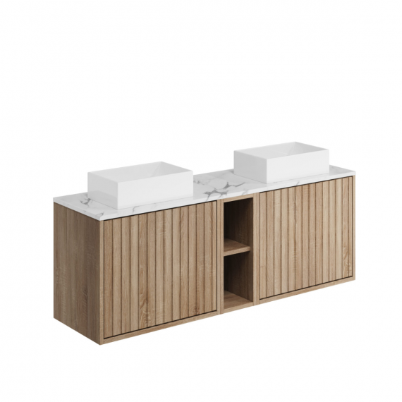 Scudo Alfie 1400 Cabinet With Open Storage And Worktop Sonoma Oak