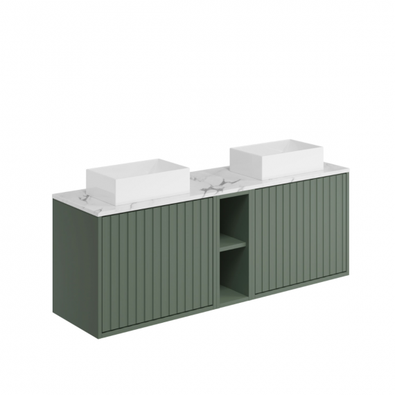 Scudo Alfie 1400 Cabinet With Open Storage And Worktop Reed Green